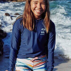 ATHLETA GIRL Long Sleeve Rashguard Swim Surf Beach Tee Top S/7